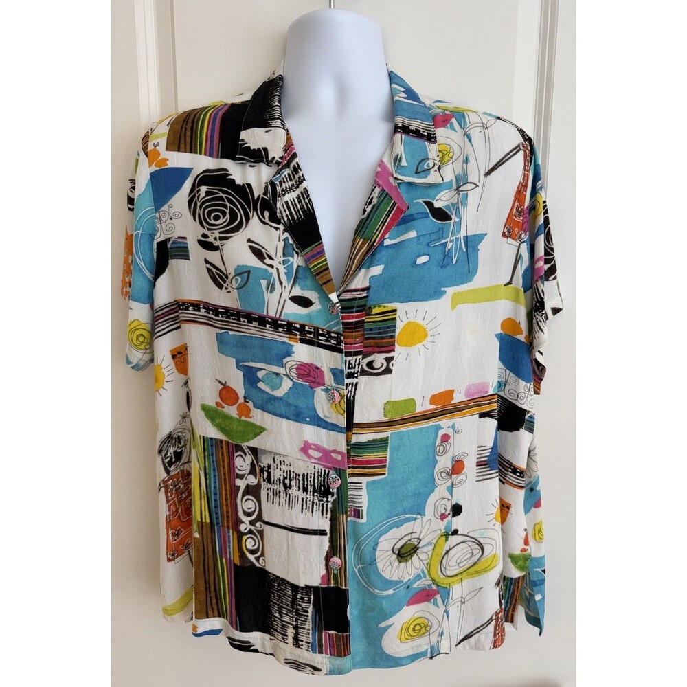 Jams World Women’s Hawaiian Blouse, 2XL, “Promenade”, EUC